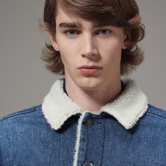 Men's Sherpa Lined Denim Jacket INDIGO WASH BLUE (MTJ-008) - Picture 2 of 4